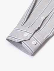 Áo Sơ Mi Sọc Thêu Logo Ngựa Form Regular SM202 Màu Sọc Xám