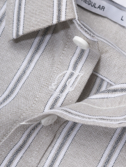 Áo Sơ Mi Sọc Thêu Logo Ngựa Form Regular SM202 Màu Sọc Xám