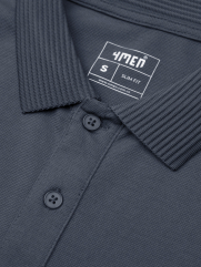 Áo Polo Vải Modal Thêu 4MEN Club Tay Áo Form Slimfit PO138 Màu Xanh Đá