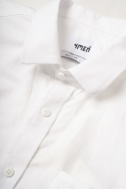 Áo Sơ Mi Tay Ngắn Oxford Thêu 4M Ở Túi Form Regular SM191 Màu Trắng Kem