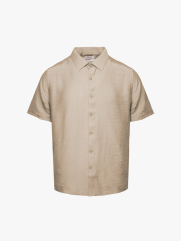 Áo Sơ Mi Linen Xước Ngắn Tay Form Regular SM203 Màu Nâu