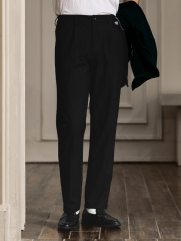 Quần Tây Sọc Vải Rayon Lưng Thun Form Regular QT072 Màu Sọc Đen