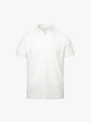 Áo Polo Sọc Chìm Cổ V Form Regular PO189 Màu Trắng