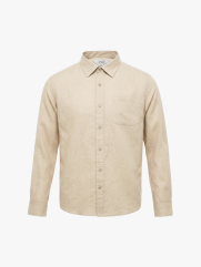 Áo Sơ Mi Linen Thêu Logo Cánh Buồm Phía Sau Form Relaxed SM208 Màu Be Nhạt