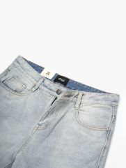 Quần Jean Phối Dây Sọc 2 Bên Sườn Form Straight Xanh Nhạt QJ129 Màu Xanh