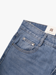 Quần Jean Phối Dây Sọc 2 Bên Sườn Form Straight Xanh QJ130 Màu Xanh