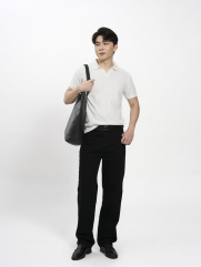 Áo Polo Sọc Chìm Cổ V Form Regular PO189 Màu Trắng