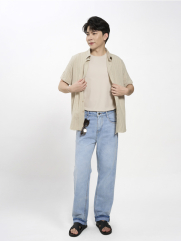 Áo Sơ Mi Seersucker Ngắn Tay Form Regular SM204 Màu Be