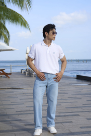 Áo Polo Mắt Chim Thêu Logo Con Thuyền Form Regular PO187 Màu Trắng