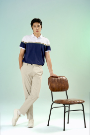 Áo Polo Signature Stripe Phối Màu Form Regular PO192 Màu Xanh Đen
