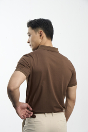 Áo Polo Vải Modal Thêu 4MEN Club Tay Áo Form Slimfit PO138 Màu Nâu Nhạt