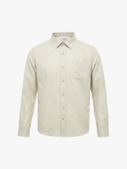 Áo Sơ Mi Linen Thêu Logo Cánh Buồm Phía Sau Form Relaxed SM208 Màu Be Nhạt