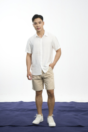 Áo Sơ Mi Linen Xước Ngắn Tay Form Regular SM203 Màu Trắng