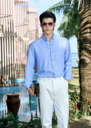 Áo Sơ Mi Oxford Sọc Cổ Button - Down Form Regular SM207 Sọc Xanh Biển