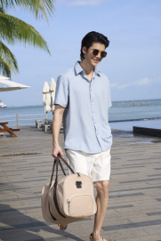 Áo Sơ Mi Seersucker Ngắn Tay Form Regular SM204 Màu Xanh Biển