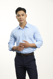 Áo Sơ Mi Trơn Form Slimfit SM205 Màu Xanh Biển
