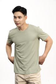 Áo Thun Cool-X In Logo Bông Tuyết Sau Cổ Form Regular AT189 Rêu Nhạt