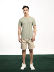 Áo Thun Cool-X In Logo Bông Tuyết Sau Cổ Form Regular AT189 Rêu Nhạt