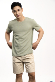 Áo Thun Cool-X In Logo Bông Tuyết Sau Cổ Form Regular AT189 Rêu Nhạt