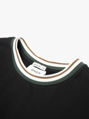 Áo Thun Phối Bo Signature Stripe Form Regular AT196 Màu Đen