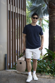 Quần Short Linen Thêu Cánh Buồm Form Straight QS087 Màu Trắng