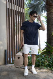Quần Short Linen Thêu Cánh Buồm Form Straight QS087 Màu Trắng