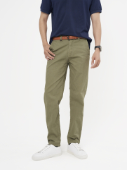 Quần Kaki Trơn Signature Gắn Tag Kim Loại Form Slimfit QK028 Màu Rêu