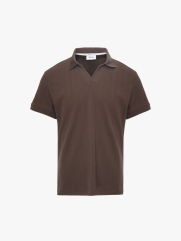 Áo Polo Vertical Texture Cổ V Bo Kiểu Form Modern PO199 Màu Nâu