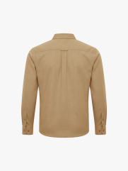 Áo Sơ Mi Herringbone Nẹp Dấu Khuy Form Regular SM211 Màu Be Đậm