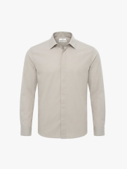 Áo Sơ Mi Herringbone Nẹp Dấu Khuy Form Regular SM211 Màu Xám