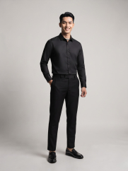 Áo Sơ Mi Trơn Form Slimfit SM205 Màu Đen