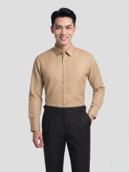 Áo Sơ Mi Trơn Tay Dài SM088 Màu Be