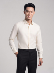Áo Sơ Mi Trơn Tay Dài SM088 Màu Trắng Kem