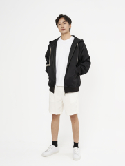 Áo Khoác Hoodie khóa zip Phối Dây Sọc Form Regular AH006 Màu Đen
