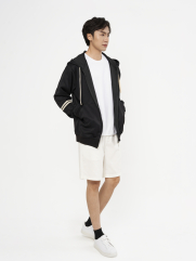 Áo Khoác Hoodie khóa zip Phối Dây Sọc Form Regular AH006 Màu Đen