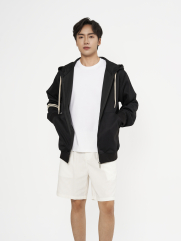 Áo Khoác Hoodie khóa zip Phối Dây Sọc Form Regular AH006 Màu Đen