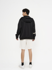 Áo Khoác Hoodie khóa zip Phối Dây Sọc Form Regular AH006 Màu Đen