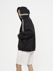 Áo Khoác Hoodie khóa zip Phối Dây Sọc Form Regular AH006 Màu Đen