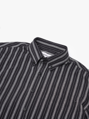 Áo Sơ Mi Sọc Cổ Button Down Form Relaxed SM212 Màu Xanh Đen