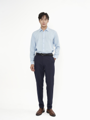 Áo Sơ Mi Trơn Vải Modal Ít Nhăn Form Slimfit SM079 Màu Xanh Biển