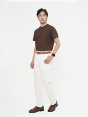 Quần Kaki Signature Stripe Trơn Form Regular QK036 Màu Trắng
