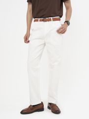 Quần Kaki Signature Stripe Trơn Form Regular QK036 Màu Trắng