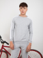 Áo Sweatshirt Phối Sọc Xám Muối Tiêu AT811