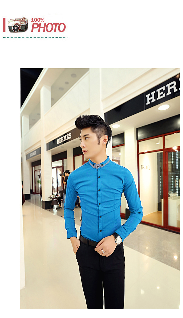 Áo sơ mi phối cổ caro xanh dương asm563 - 1