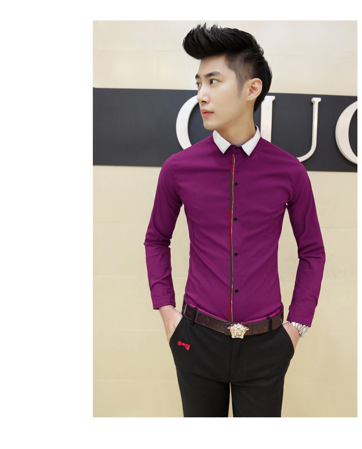 Áo sơ mi tím sen phối cổ asm588 - 1