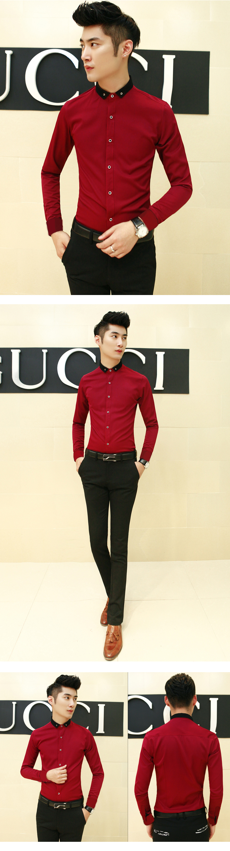 Áo sơ mi hàn quốc đỏ asm627 - 1