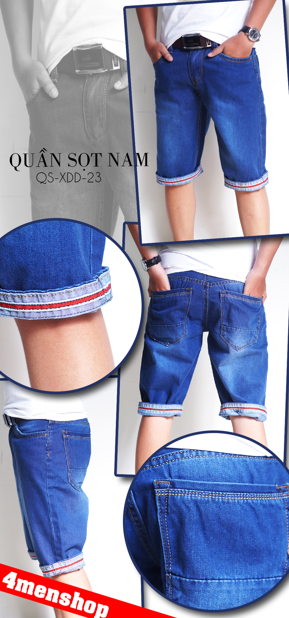 Quần short jeans xanh dương đậm qs23 - 1