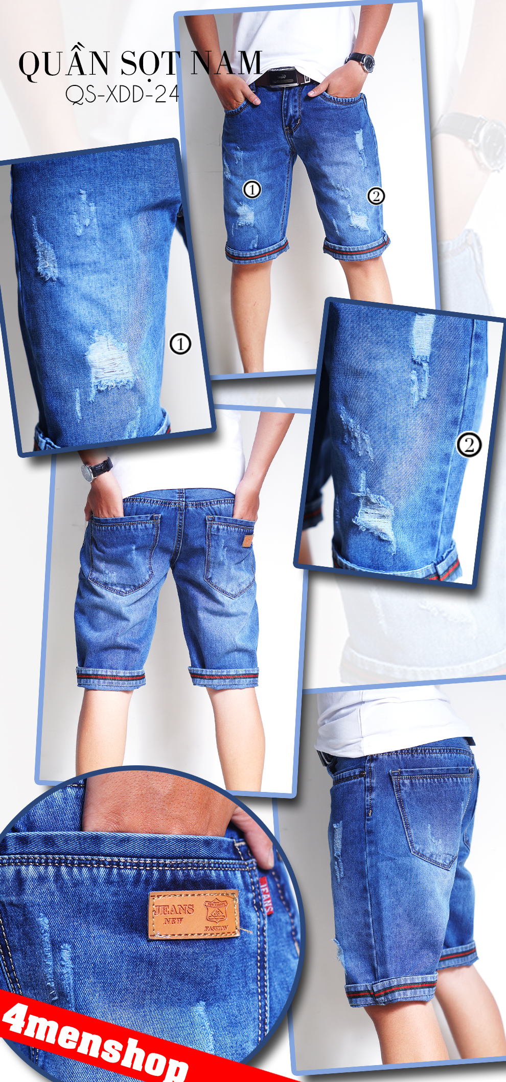 Quần short jeans xanh dương qs24 - 1
