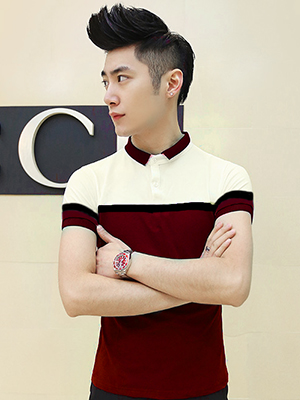 Áo thun có cổ đỏ đô at534 - 1