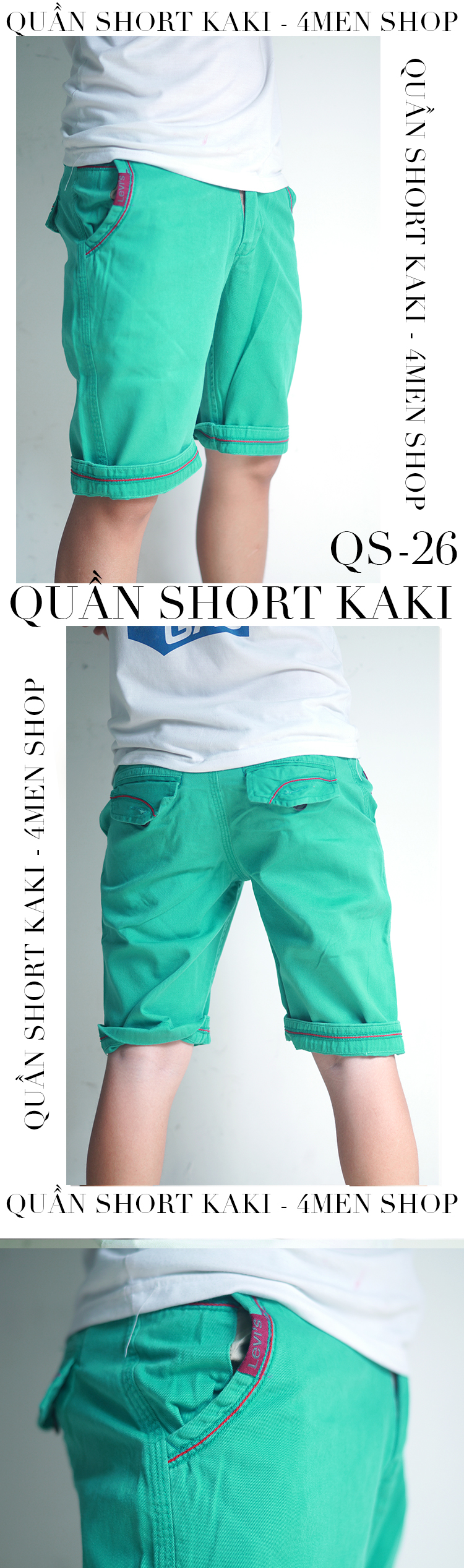 Quần short ka ki xanh ngọc đậm qs26 - 2